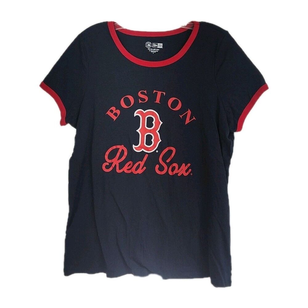 New Era Boston Red Sox T-Shirt Women's Size 0 Blue Genuine MLB Large Logo